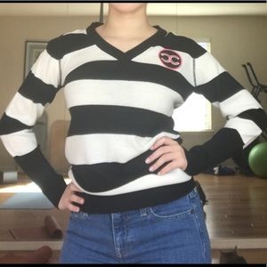 Celebrity black and white striped sweater
